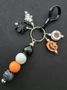 Halloween Backpack or Costume Charm Ghost Spider Pumpkin Eye Handcrafted
